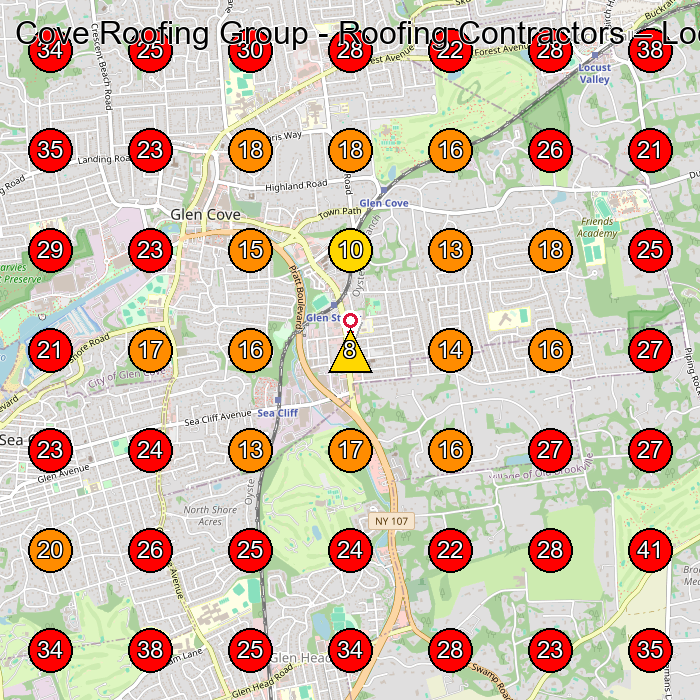 Cove Roofing Group - Roofing Contractors GeoGrid visibility map for Roofing Contractor in Glen Cove